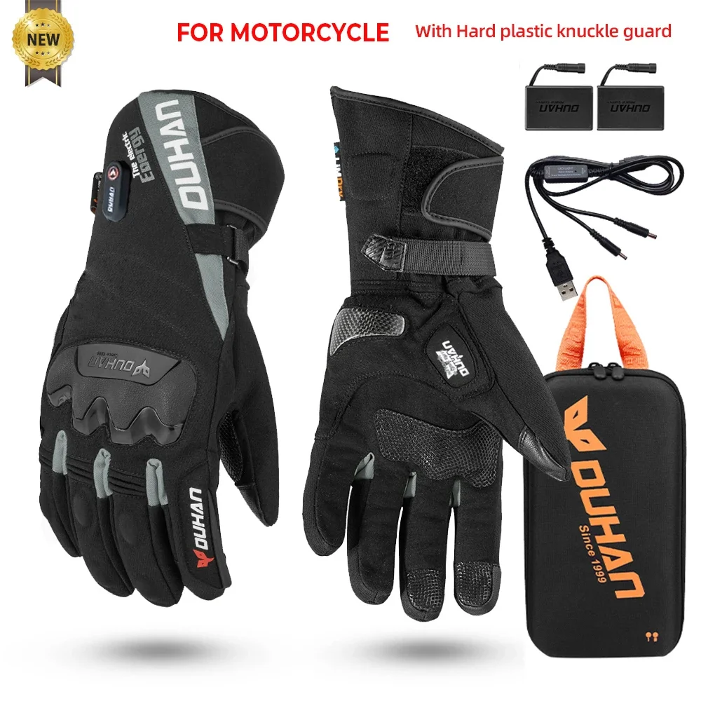 Motorcycle Heated Winter Gloves Motorcycle Moto Warm Heated Gloves Waterproof Rechargeable Heating Thermal Gloves For Snowmobile