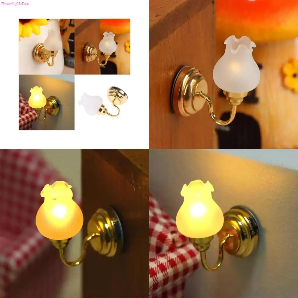 

D0JC Sconce Miniature Wall Lamp Model Doll House Accessories Role Play Furnishings