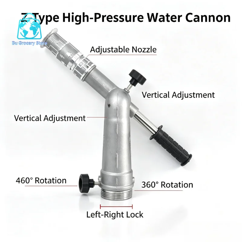360 Degree Adjustable Z-Type High Pressure Water Cannon Spray Nozzle Multi Mode for Sprinkler Truck Green Irrigation Fire Use