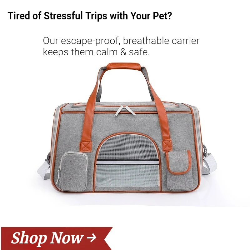 

Breathable Pet Carrier Bag for Cats & Small Dogs | Airline Approved | Foldable Travel Handbag with Shoulder Strap