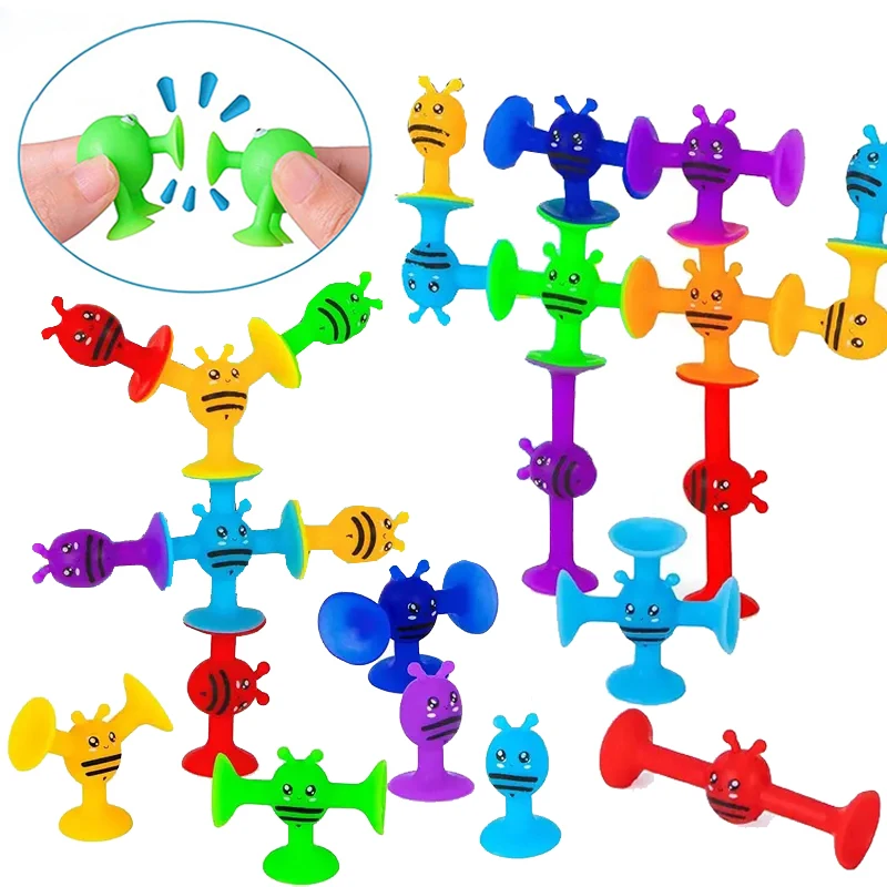 

Creative Bee Sucker Series Sticky Silicone Soft Building Block Toys Portable Kids Early Education Puzzle Building Block Toy Gift