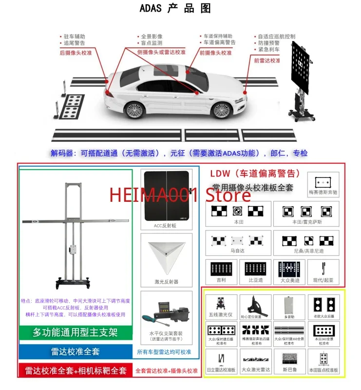 Automotive Acc Calibration Level Millimeter Wave Radar Angle Reflector ADAS Calibration Tool High Configuration Folding Full Set