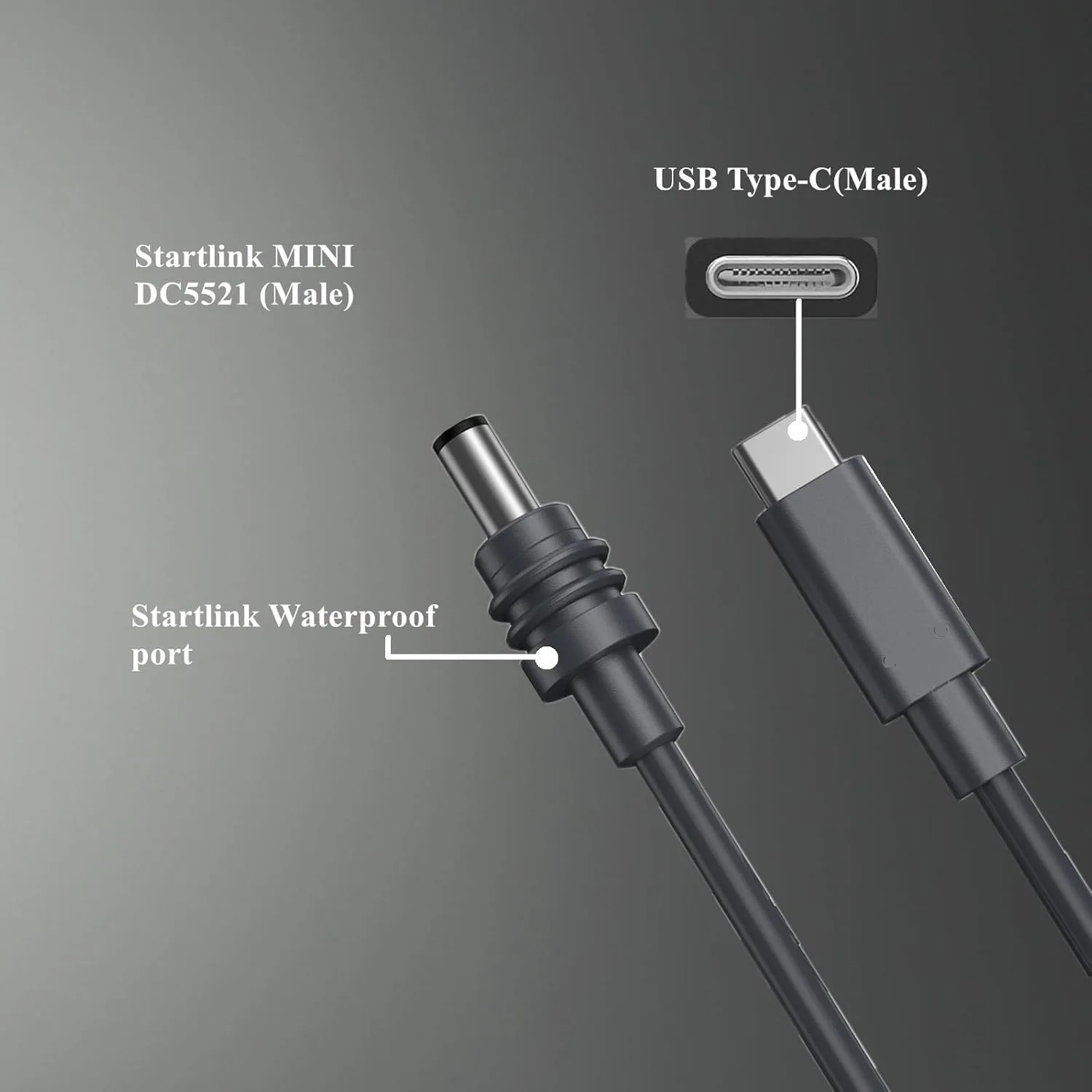 For Starlink Mini Cable 12V 2/3/5/10M USB-C to DC Power Cable For Space-x Starlink Mini Waterproof Fast Charging Cable Line