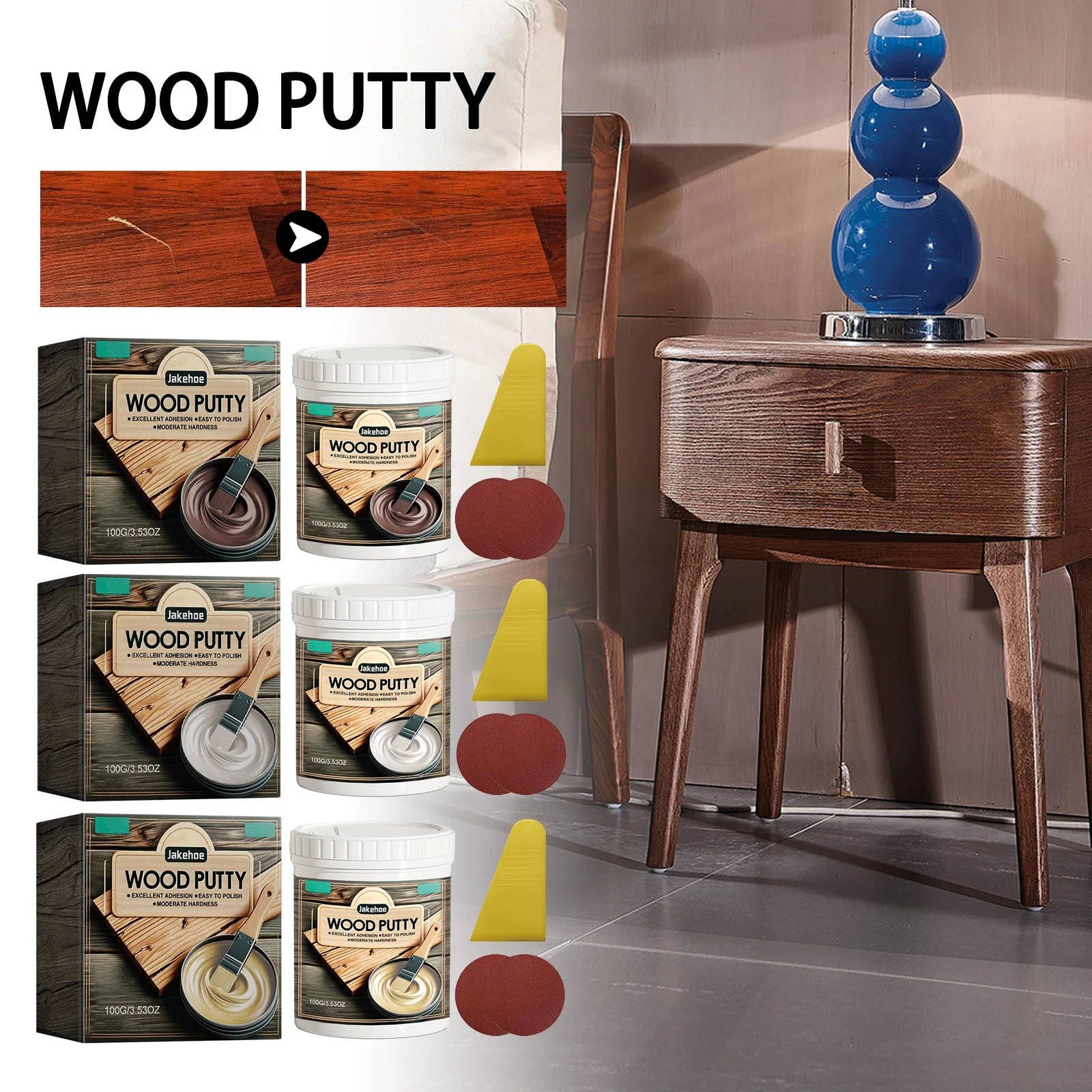 Wood Floor Repair Paste Kit Quickly Repair Broken Wooden Furniture for Wooden Floor Door Cabinet