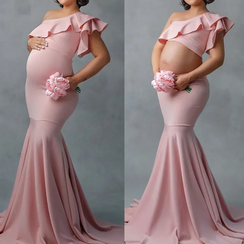 Sexy Shoulderless Dresses For Photo Shoot Ruffles Long Pregnancy Dress Photography Props 2022 Women Maxi Gown платье женское