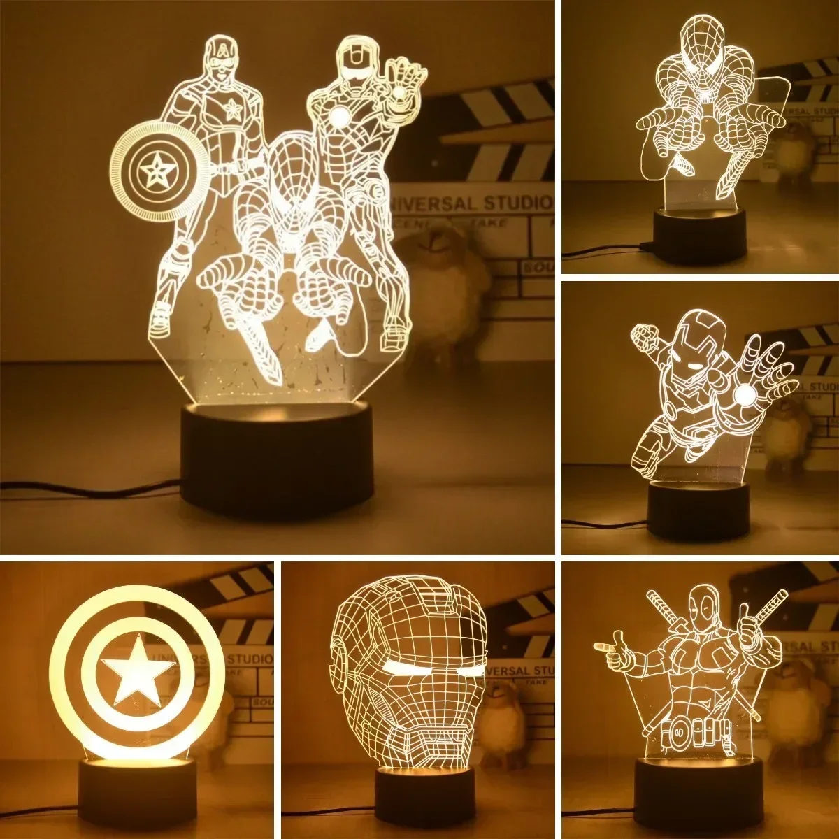 Lámpara 3D de superhéroes de Marvel para decoración de dormitorio, luz nocturna ambiental, regalo de Navidad para niño y hombre