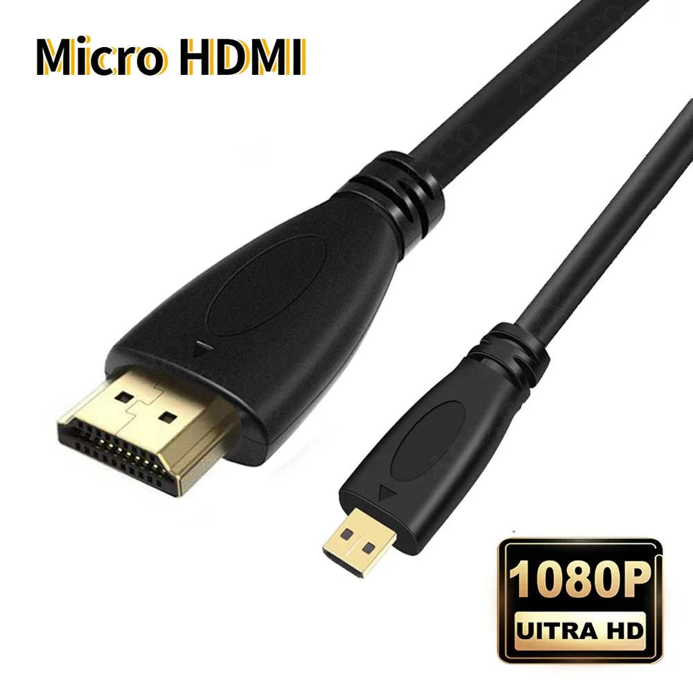 1M/1.5M Male To Male Micro HD To HDMI-compatible Cable M/M Converter Cord for Gopro Hero 4/ 3 /3 Plus Xiaomi Yi Action Camera