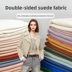 Breathable Double-sided Faux Suede Fabric Elastic By Meters for Clothing Coats Skirts Sewing High Quality Soft Cloth Plain Silky