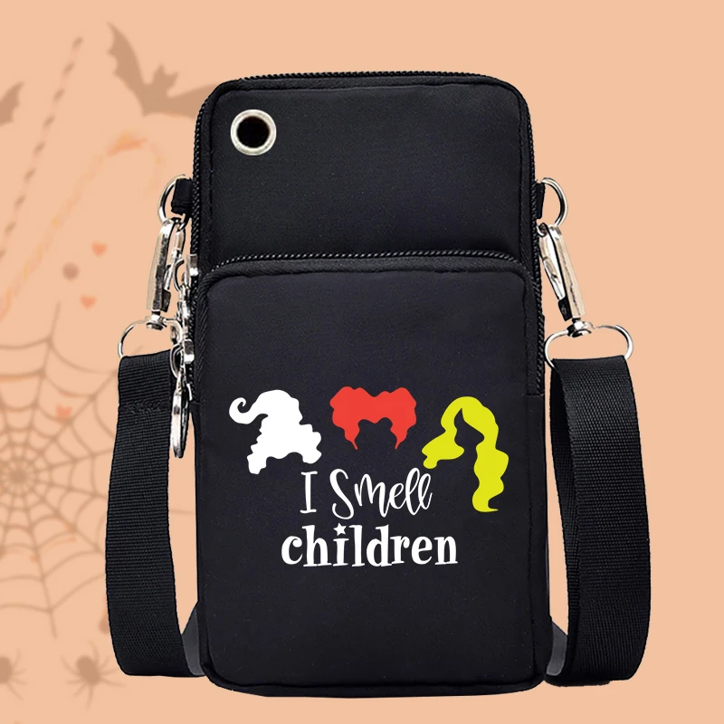 Hocus Pocus Halloween Women Mobile Phone Bag Funny Witch Graphics Purse Trick or Treat Shoulder Bags Halloween Women Handbags