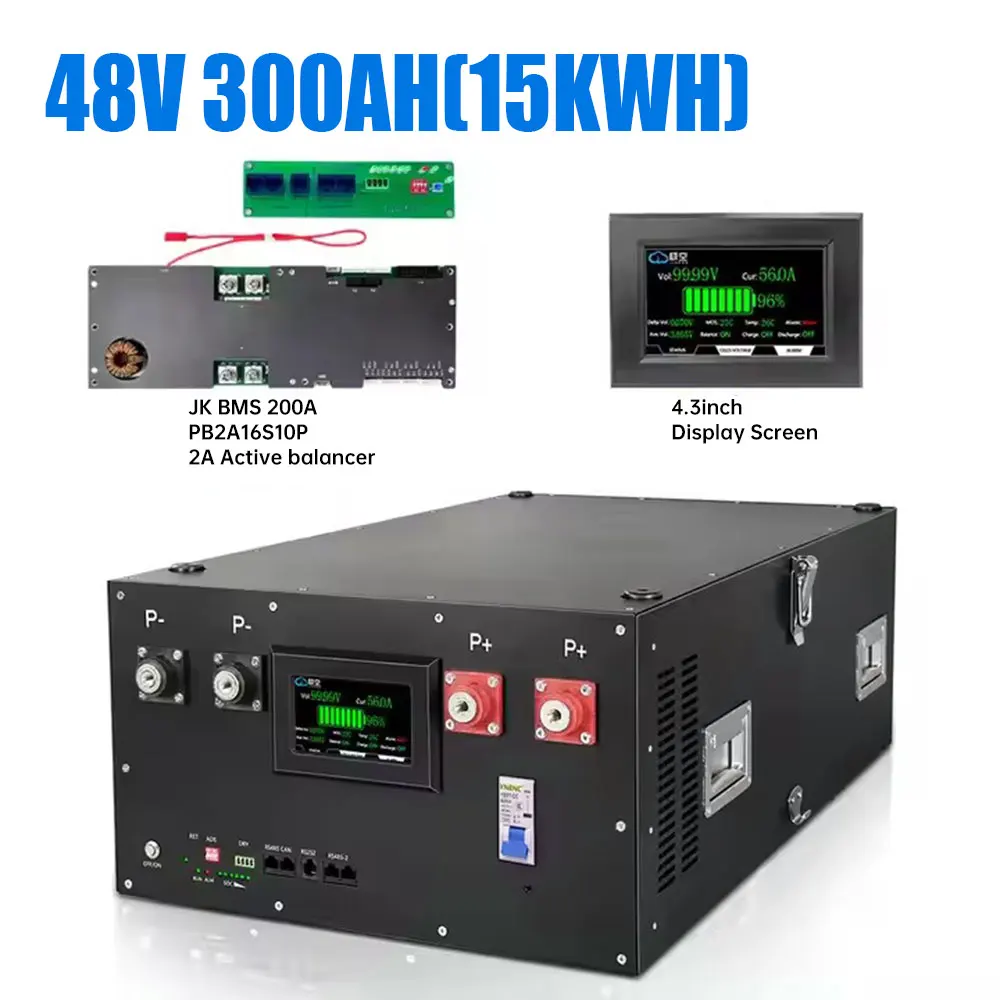 DIY 48V LiFePO4 baterie Obudowa Box Case s JK 16S 200A Smart BMS 2A Active Balancer 4,3palcový LCD domácí systém pro ukládání energie - náhled 3