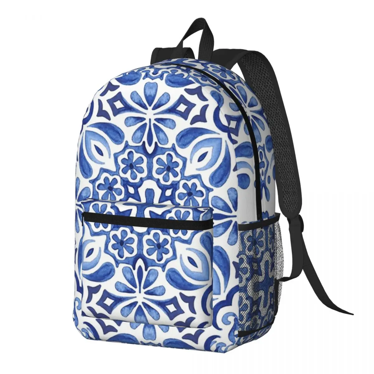 Mediterranean Mosaic Tiles Azulej Backpack Daypack Large Capacity Kids BookBag School Bag Shoulder Bags for Men Women