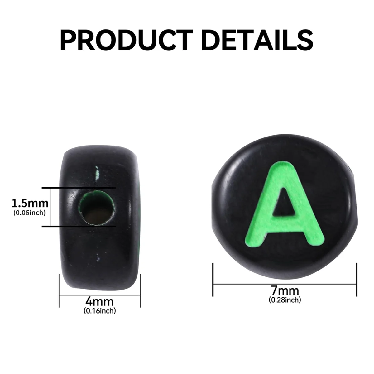 CXZD-1000Pc حبات الأبجدية الأكريليك المستديرة المختلطة باللون الأسود مقاس 4 × 7 مم #5