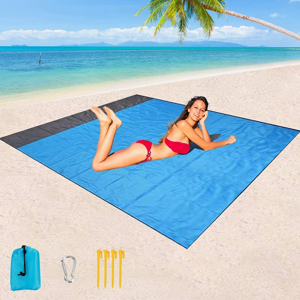 Beach Blanket 83''79'' 4-7 Adults  Lightweight Waterproof Sandproof Large Picnic Mat for Travel Camping Hiking Picnic