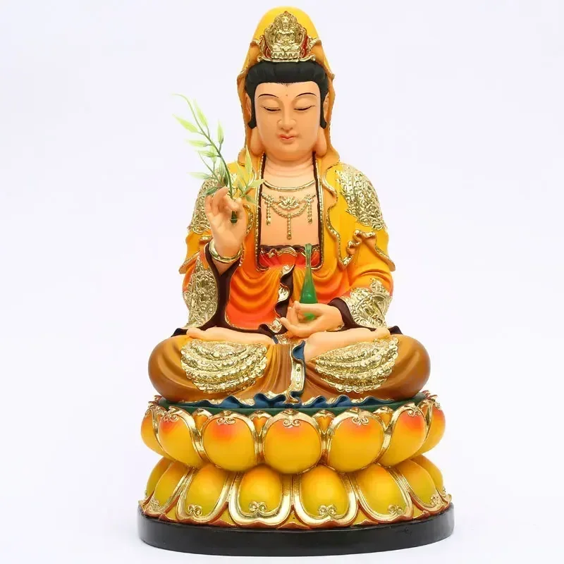 12 inch resin Buddha statue, 30cm colorful Guanyin statue decoration, praying and offering in the Buddha hall