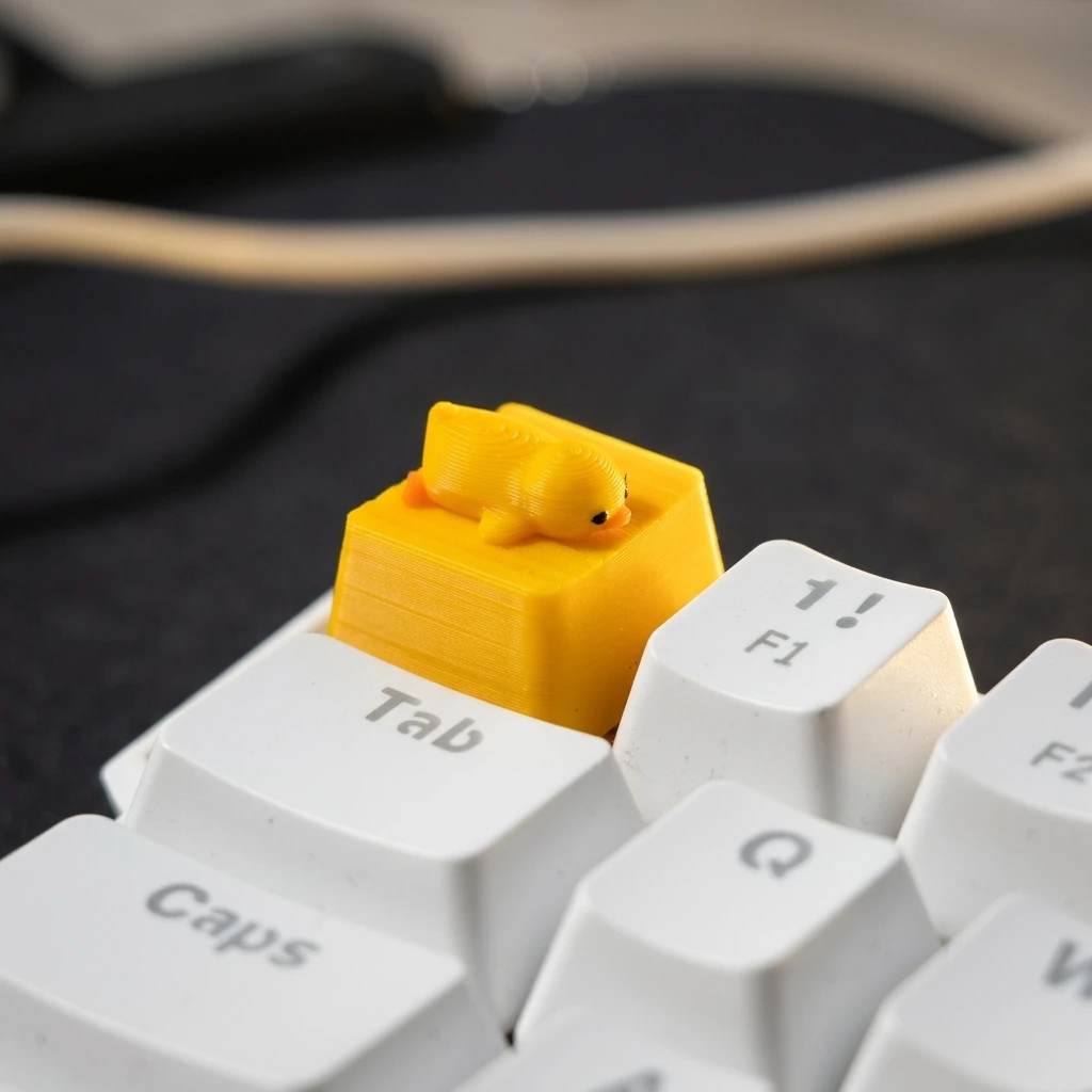 A little yellow duck lying down Custom Keycaps Cross Axis PC Gaming Keyboard Peripherals Collection Gift