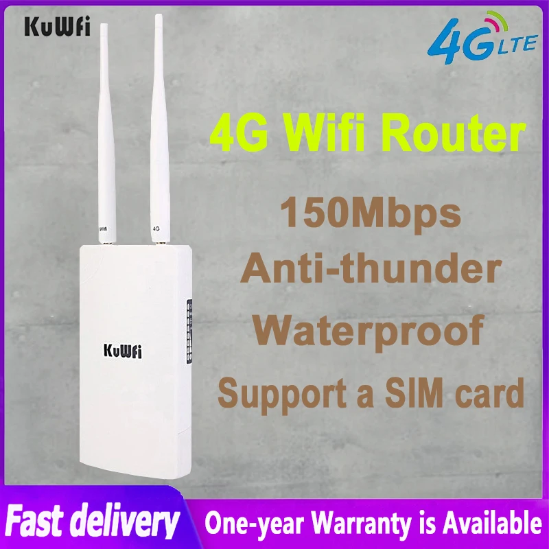 

KuWFi 4G LTE Wireless Router 150Mbps CAT4 Outdoor Waterproof Wifi Router With Sim Card Slot 360-Degree Antennas For IP Camera