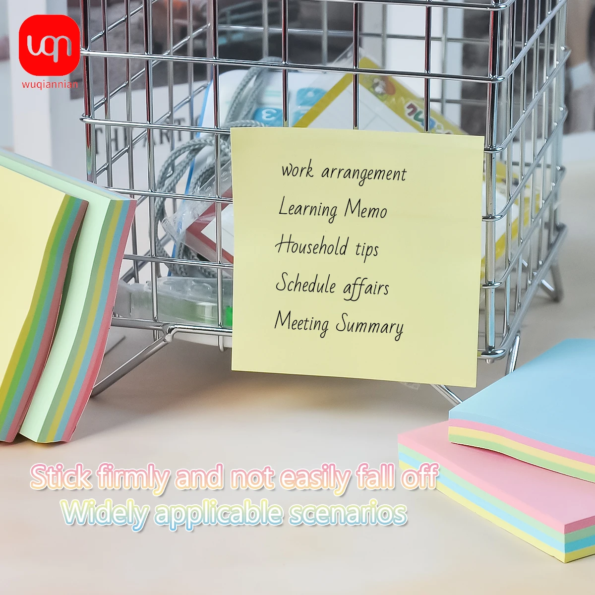 Picture 6: 4Colors Colored Sticky Notes Pads Self-Stick  Adhesive Memo Notes 3×3Inch 100 Pages Pure Wood Pulp Notepads Student Office Daily
