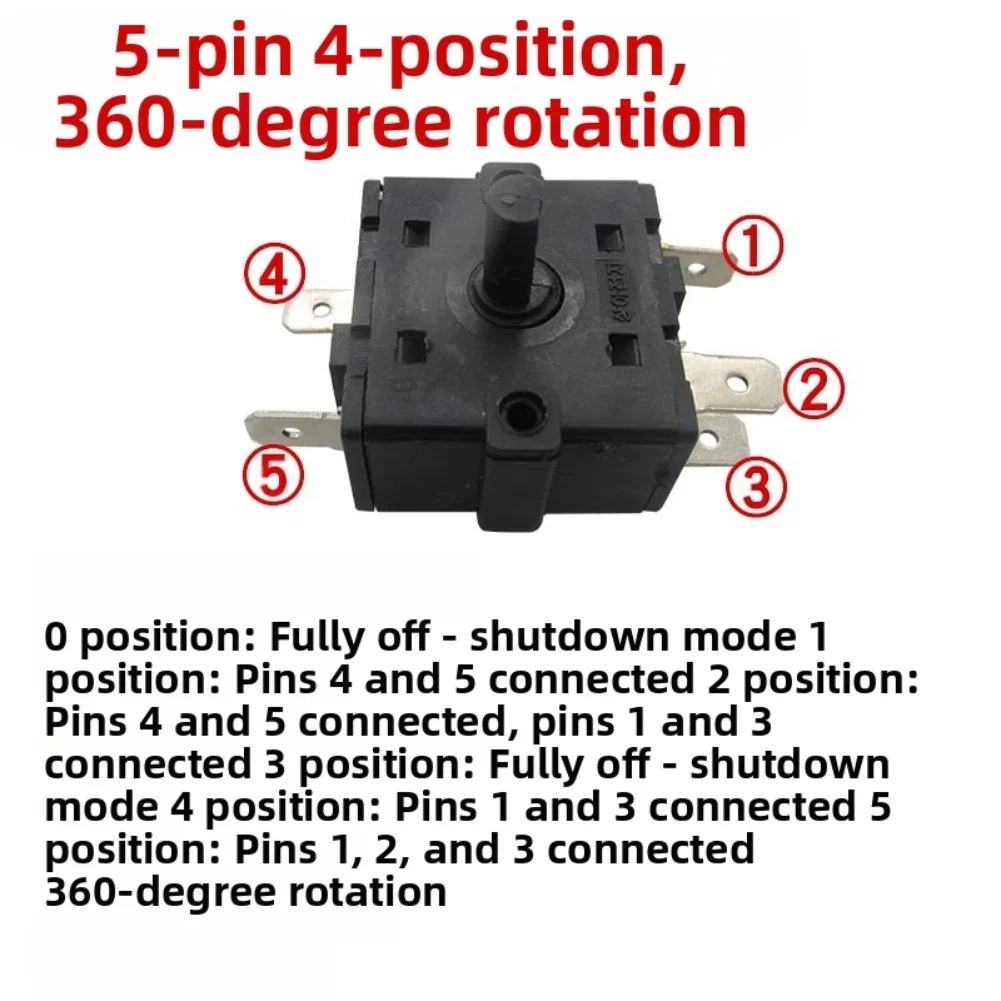 Temperature Control Switch with Rotary Remote Head for Space Heater Fans Compatible with Multiple Pin Settings