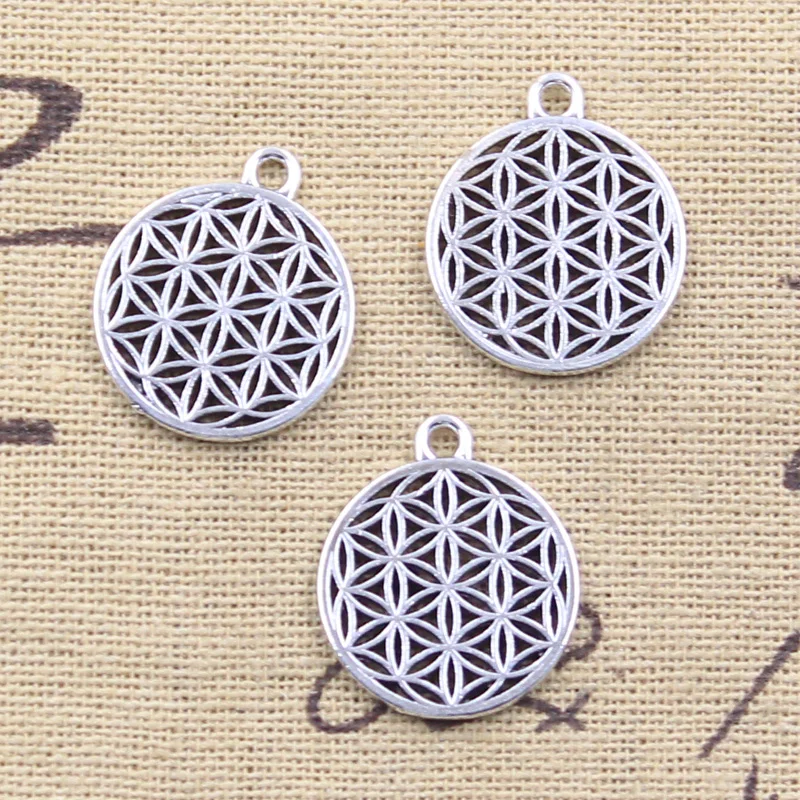 20pcs Charms Stramonium Flower Of Life Yoga 21x18mm Antique Silver Color Pendants DIY Making Findings Handmade Tibetan Jewelry