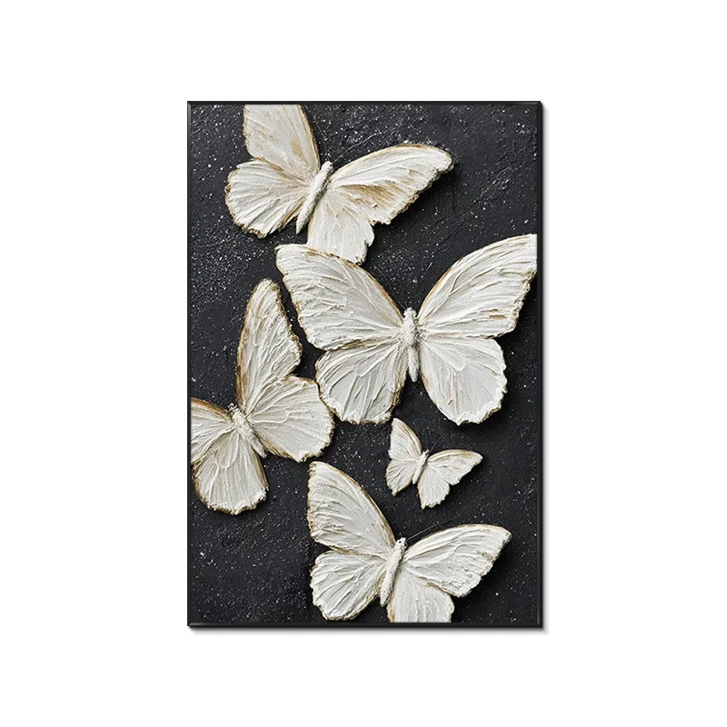 

Modern simple sofa background wall decorative painting butterfly texture feeling living room mural black and white advanced