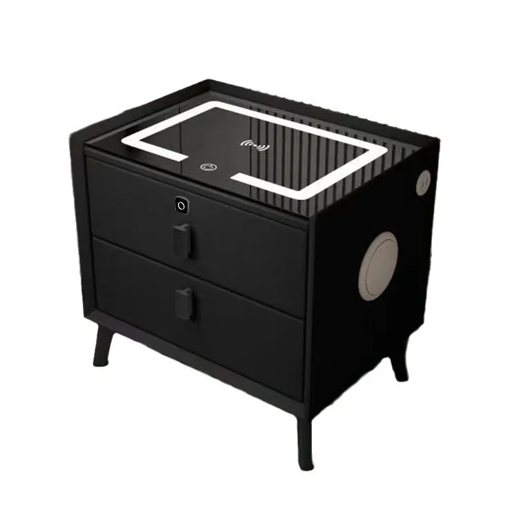 โต๊ะข้างเตียงอัจฉริยะดีไซน์หรูหราทันสมัย พร้อมที่ชาร์จไร้สาย ตู้เก็บของอเนกประสงค์สำหรับใช้ในบ้าน