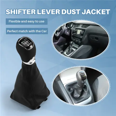 Highly Recommended Car 6 Speed Gear Head Knob PU Leather Shifter Lever Dust Cover For Skoda Octavia A7 MK3 2014-2017