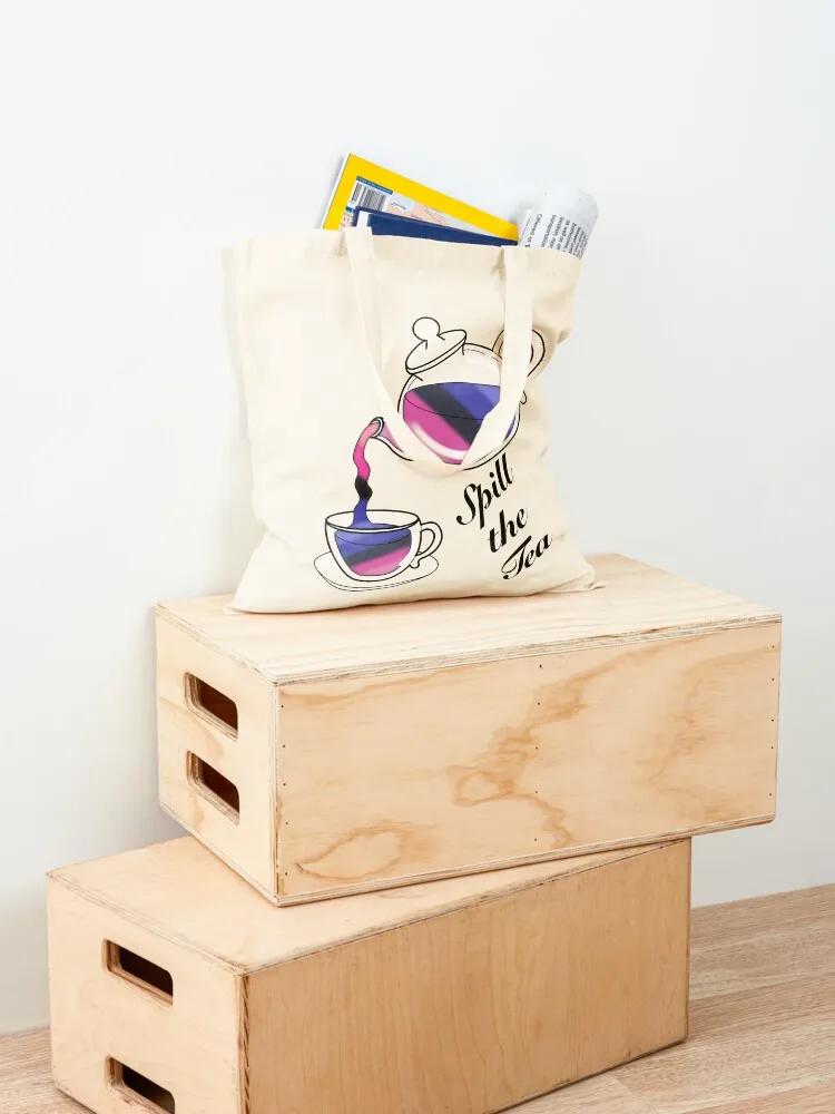 Spill the tea Omnisexual Flag Tote Bag Shopping bags Lady bags shopper bag woman custom canvas bag