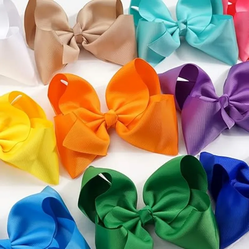 14PCS Hair Bows Clips Back to School Girls 8 Inch Grosgrain Ribbon  Accessories Alligator Clips for Girls Toddlers Kids Teens