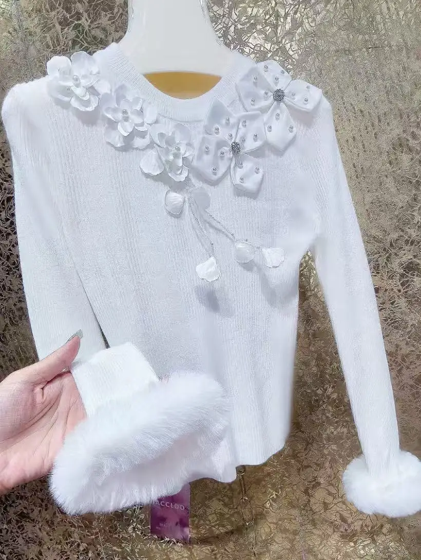 

Лоскутный вязаный пуловер из искусственного меха, женская одежда, женский облегающий свитер, трикотаж, осенне-зимний нижний свитер