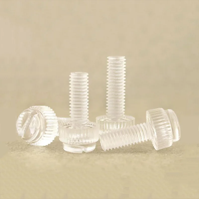 10pcs M3M4M5M6M8 Acrylic Clear Transparent Plastic Knurl Slotted Head Adjust Toolless Thumbscrew Hand Tighten Thumb Bolt Screw