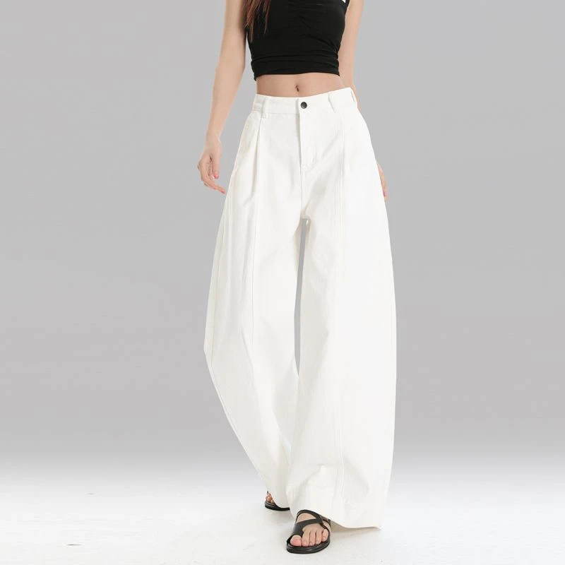 

ZHISILAO New Tapered Jeans White Jeans Women Vintage Casual Y2k Chic Casual High Waist Denim Pants Streetwear 2026