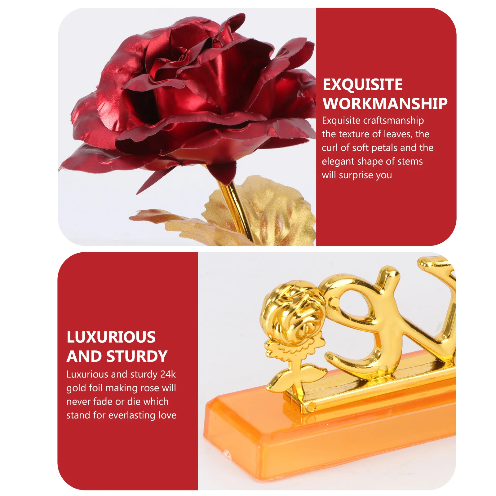 

24K Gold Foil Long Stem Rose Eternal Flower Gift Valentine's Mother's Day Wedding Display Base Purple Golden Rose
