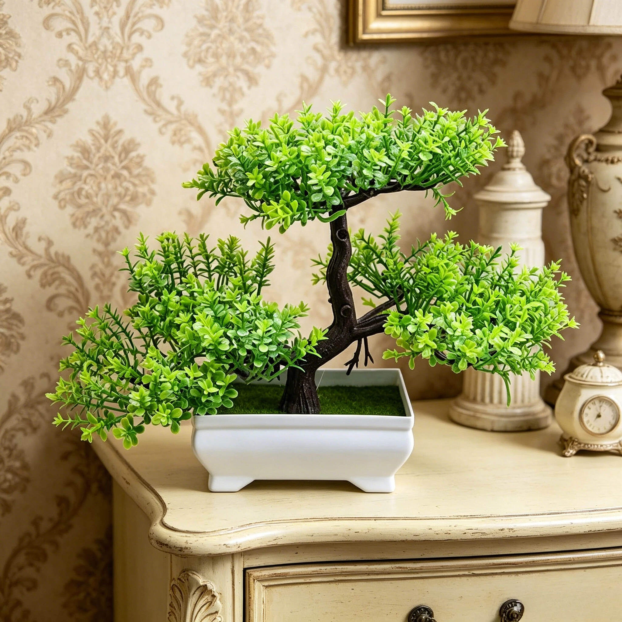 Interior Design Home Decor - 1 adet Simüle Edilmiş Çiçekli Yeşil