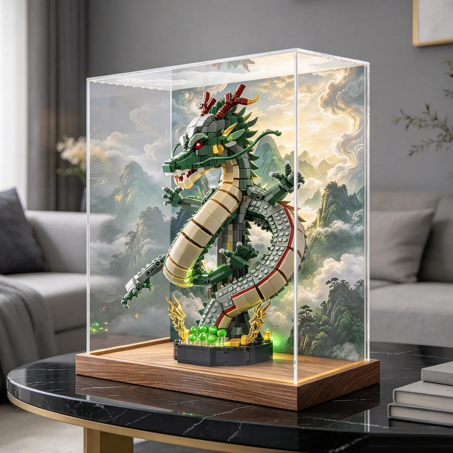 High-definition acrylic display case, transparent dustproof storage box for LEGO 11390 Dragon Ball Shenron building blocks