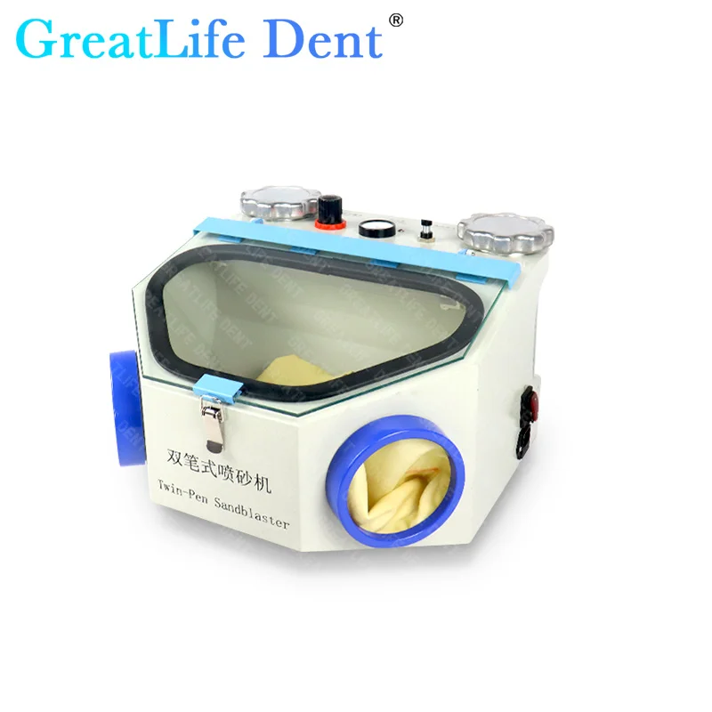 GreatLife Dent Twin-Pen Sandblaster Dental Air Prophy Polisher Sandblasting Machine Lab Equipment Dental Sandblasting Machine