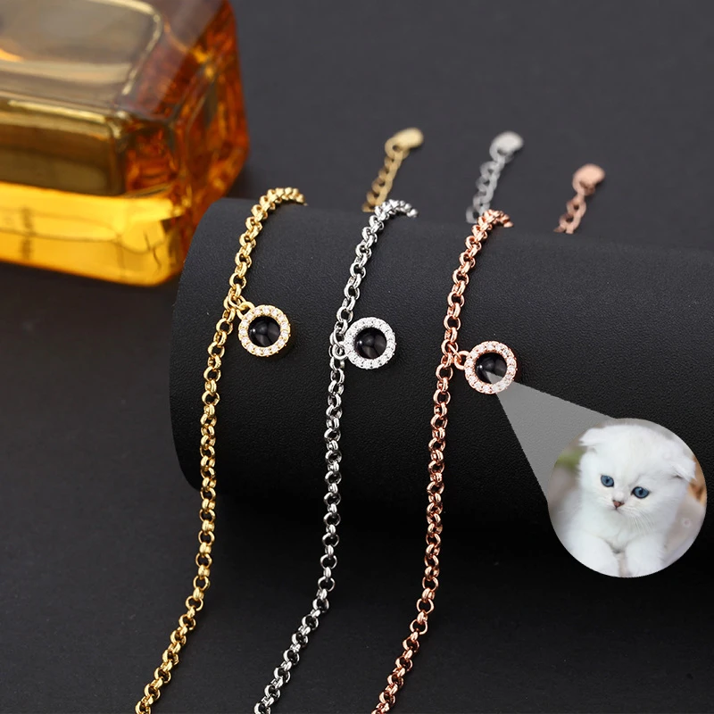 

DCEE Personalized Customized Photo Projection Bracelet Simple Zircon Round Pendant Suitable for Women's Daily Wear Jewelry Gifts
