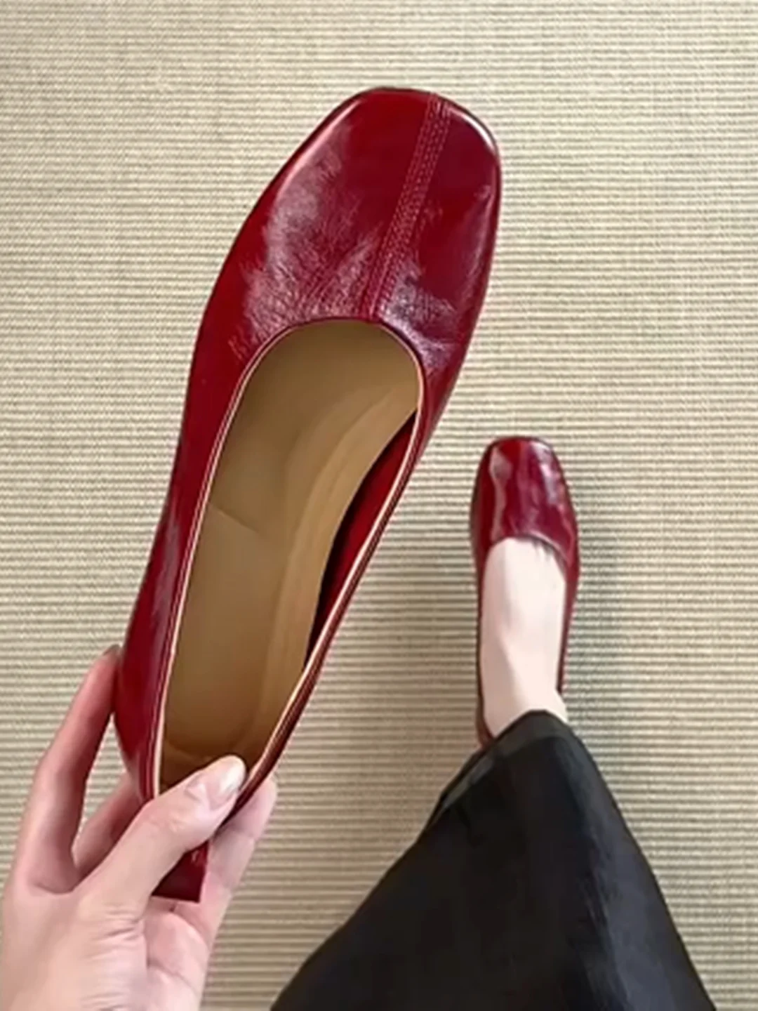 genuine-leather-retro-flat-mouth-single-shoes-women's-ballet-flats-comfortable-soft-bottom-spring-autumn-new-style-casual-loa
