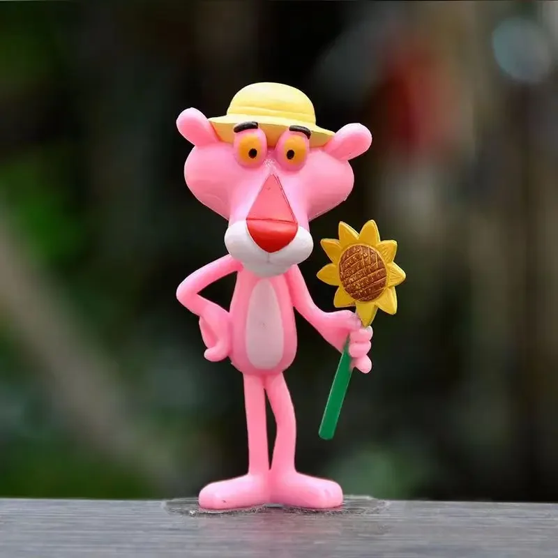 Pantera Rosa Animação Periférica Action Figure Boneca, Estudante Decoração Dormitório, Modelo Desktop Bonito