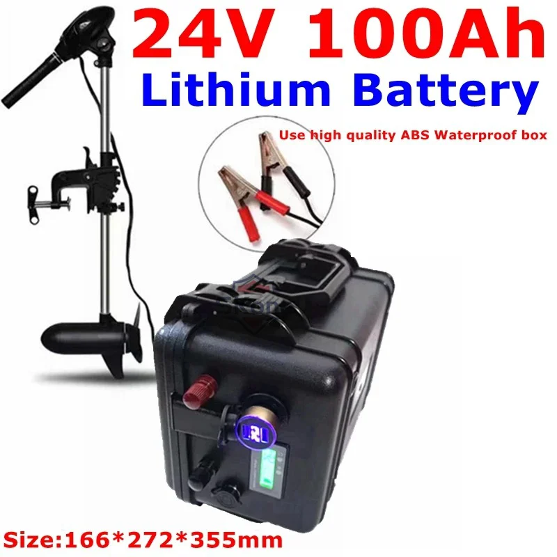 

SKone Waterproof 24V 100AH Lithium Polymer battery Li-polymer for 1500W 2000W RV EV solar storage inverter bike +10A Charger