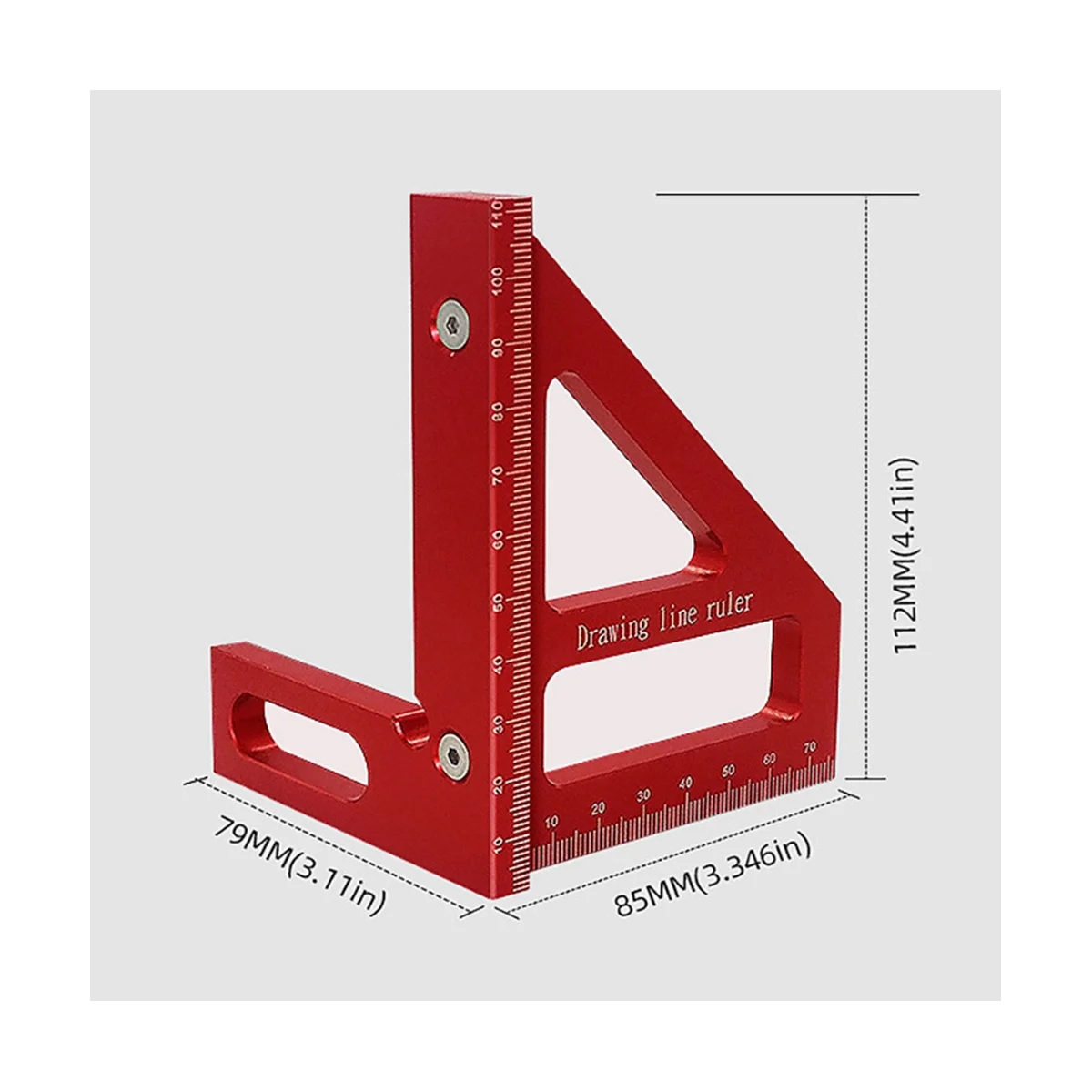 ไม้บรรทัดวัดหลายมุมแบบ3D ไม้บรรทัดวาดเส้นอะลูมินัมอัลลอย45/90องศาเครื่องมือวัดรูปแบบความแม่นยำสูง