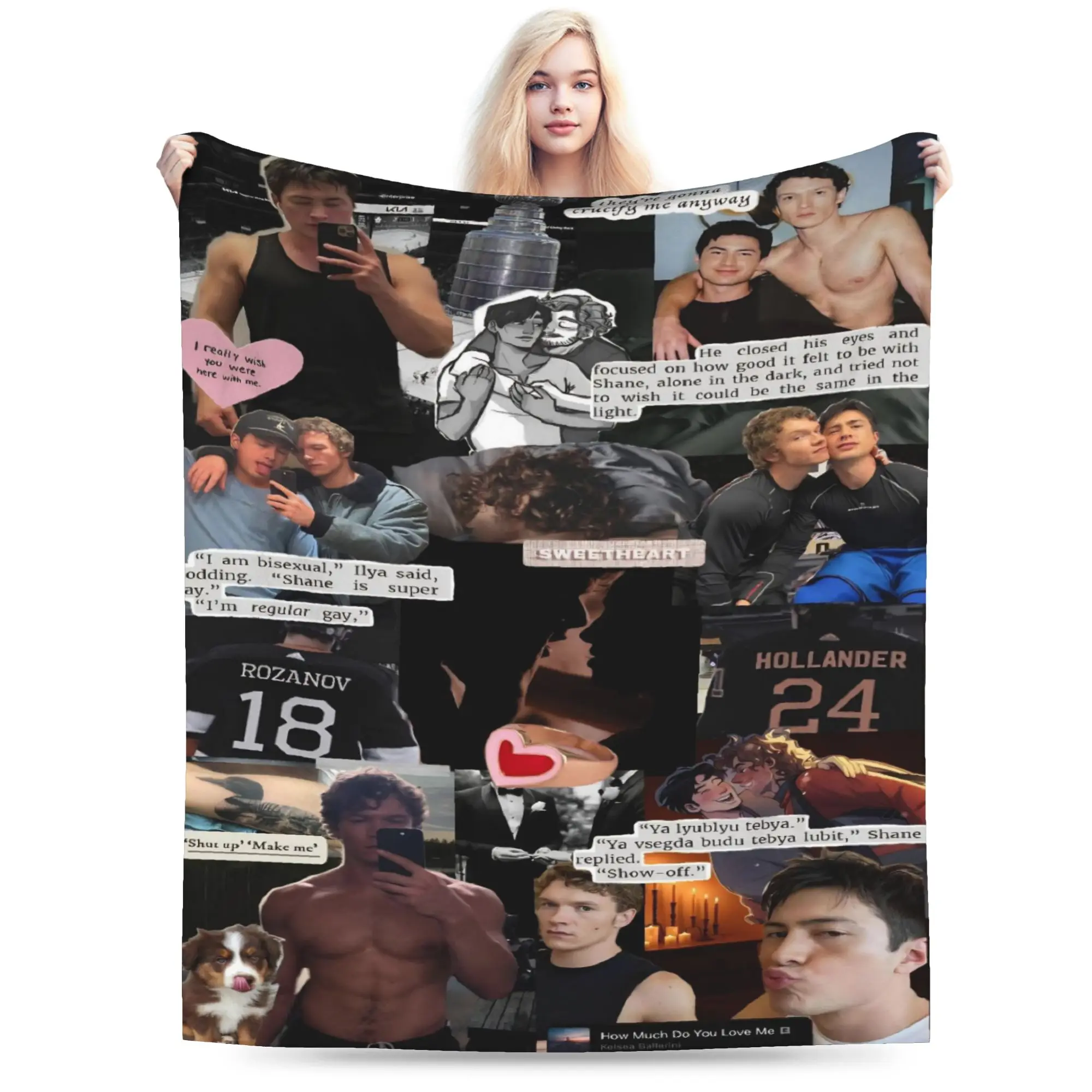 Heated Rivalry Humorous  Accessories Blankets Super Soft Fleece Hollander  and Ilya Rozanov  Throw Blankets Cozy Rug Piece