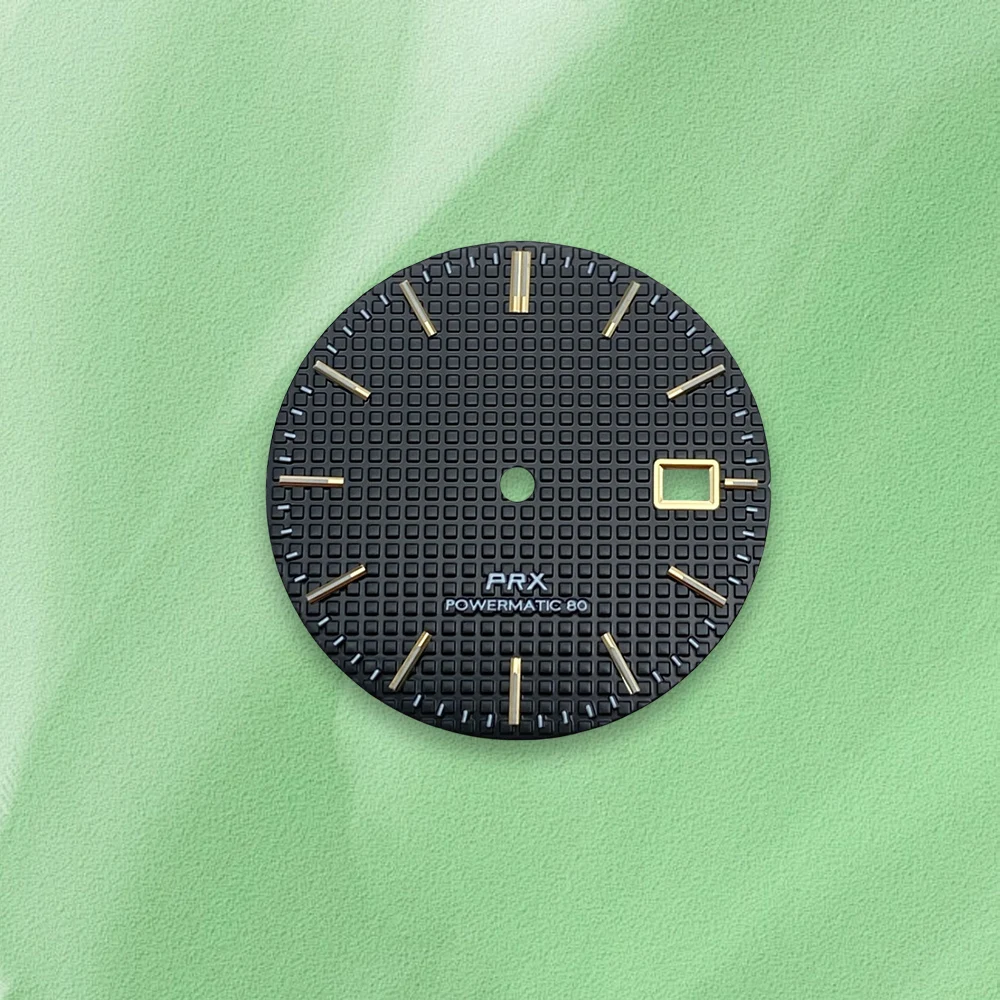 Vendite calde 31.8mm S Logo PRX NH35 Quadrante Argento Calendario Cornice Verde Luminoso Fit NH36 Movimento Orologio Accessori di Modifica