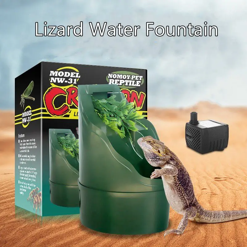 Lizard Water Fountain Reptile Water Drinking Fountain Automatic Feeding Drinker Filter Amphibian Terrarium Accessories