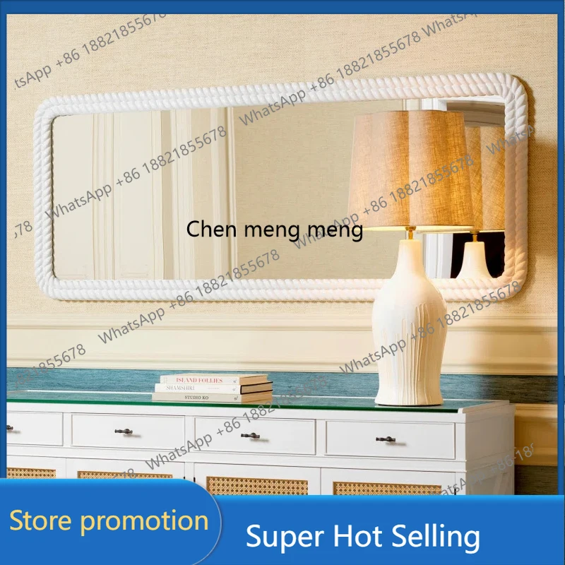 A17 Simple white rectangular full-length mirror wall-mounted full-length mirror home living room bedroom floor-to-ceiling mirror