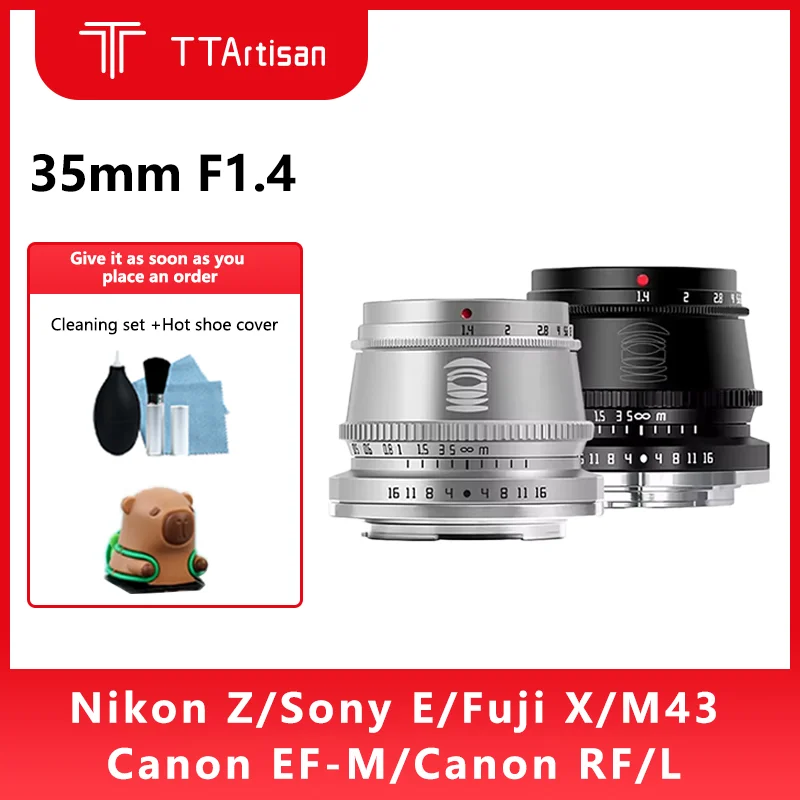 

TTArtisan 35mm F1.4 APS-C Camera Lens for Nikon Z Sony E Fuji XF Canon M RF Leica L Panasonic Olympus M43 Mirrorless Camera Lens