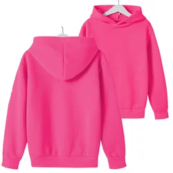 Hoodie casual para meninos e meninas, tops de cor sólida para crianças de 2 a 12 anos de idade, venda quente