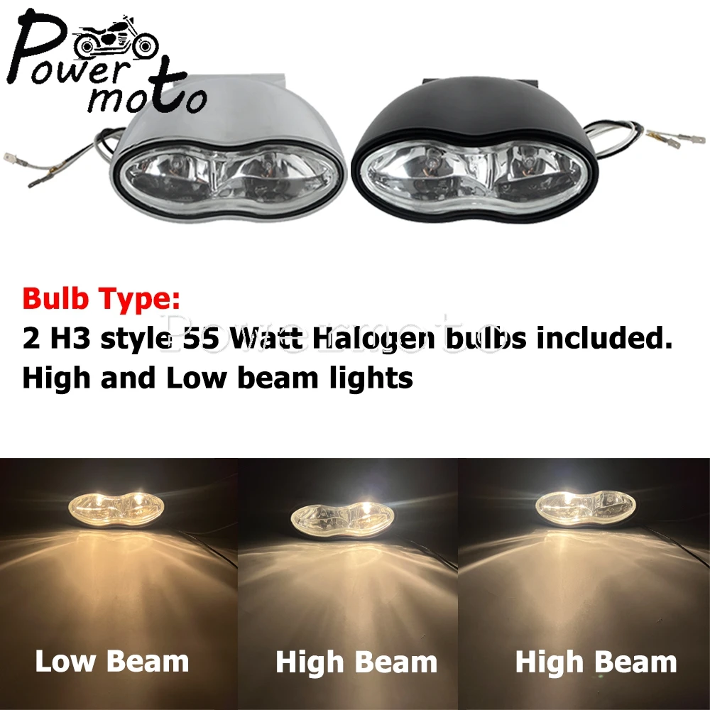 Motorcycle Dual Headlight Bulb Headlamp For Harley Bobber Honda Yamaha Kawasaki Suzuki Victory BMW Moto Vintage Front Head Light view 5
