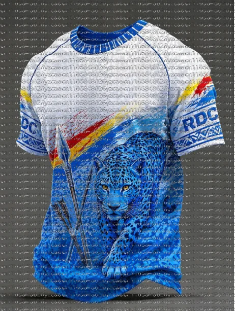 Men Women Quick Dry Breathable Football T-Shirt DR CONGO Jungle Leopard Waterfall Print Sports Jersey Summer Short Sleeve