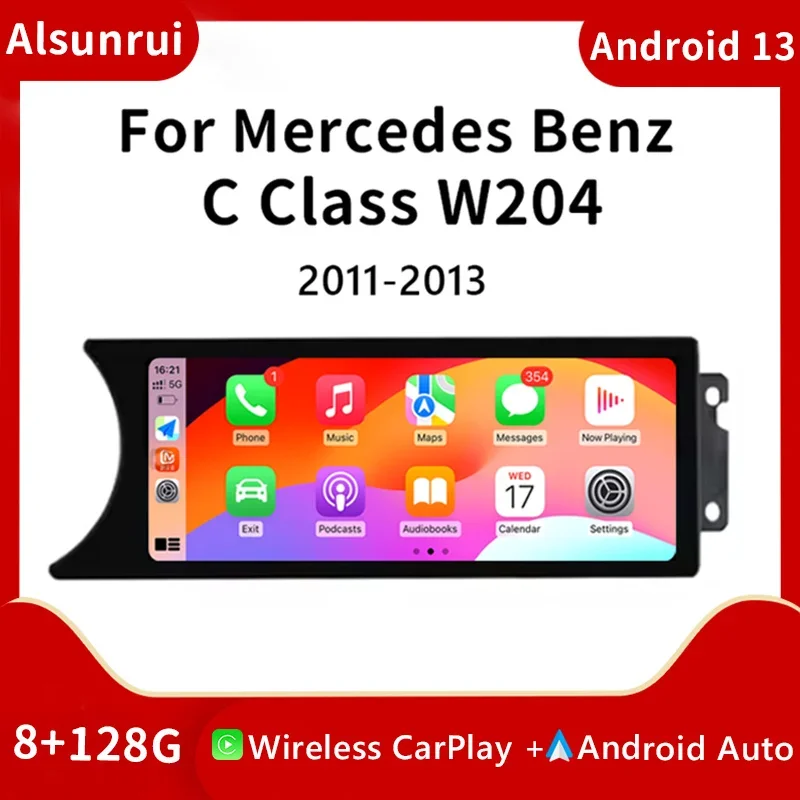 

8,8 "Android 13 для Mercedes Benz C Class W204 2011-2014 NTG 4,5 Мультимедийное радио Carplay Авто GPS-навигация Экран Стерео 4G DSP