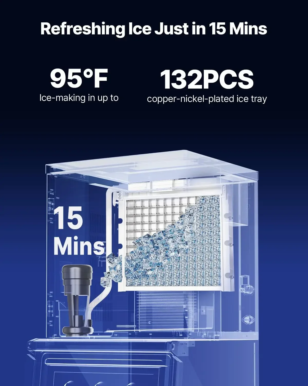 Commercial Ice Maker Machine - Head, 300 Lbs/Day Stainless Steel Ice Machine with Scheduled Ice-Making, Self-Cleaning, Adjustabl
